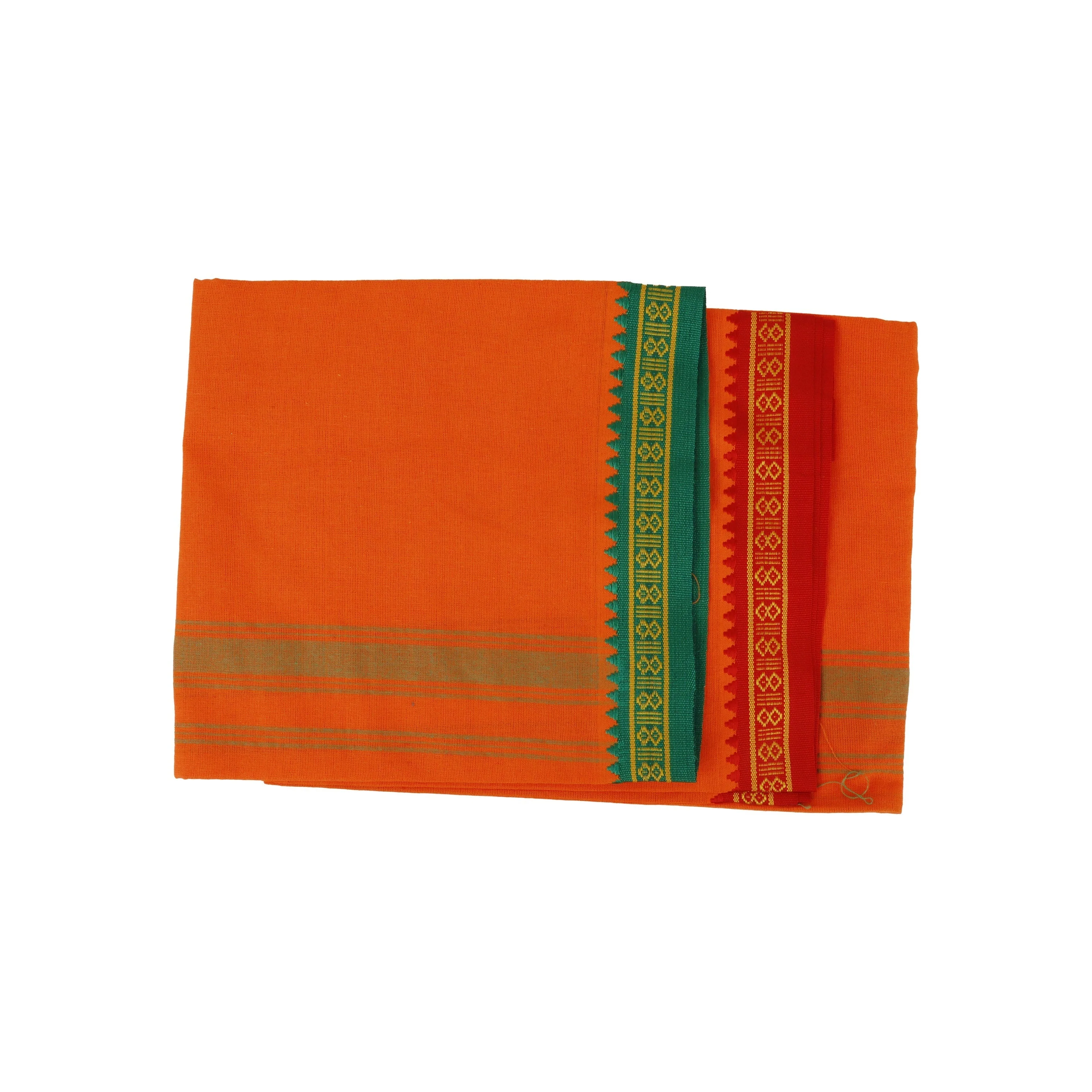 Veshti - 2 Mtrs | Thalapathi Border Vesti/ Orange Colour Dhoti for Men - Image 4