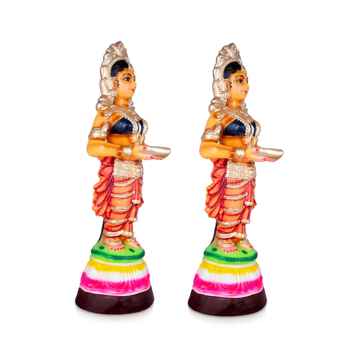 Paavai Vilakku Paper Mache Golu Bommai - 18 x 7 Inches | Giri Golu Doll/ Navaratri Golu Bomma/Gombe/Bommai - Image 2