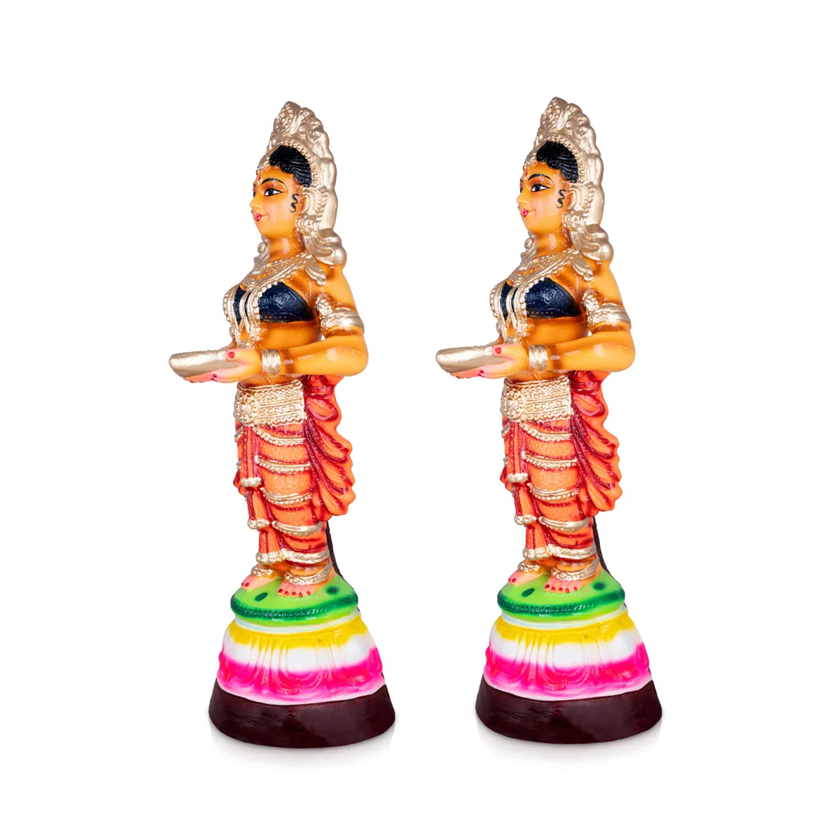 Paavai Vilakku Paper Mache Golu Bommai - 18 x 7 Inches | Giri Golu Doll/ Navaratri Golu Bomma/Gombe/Bommai - Image 3