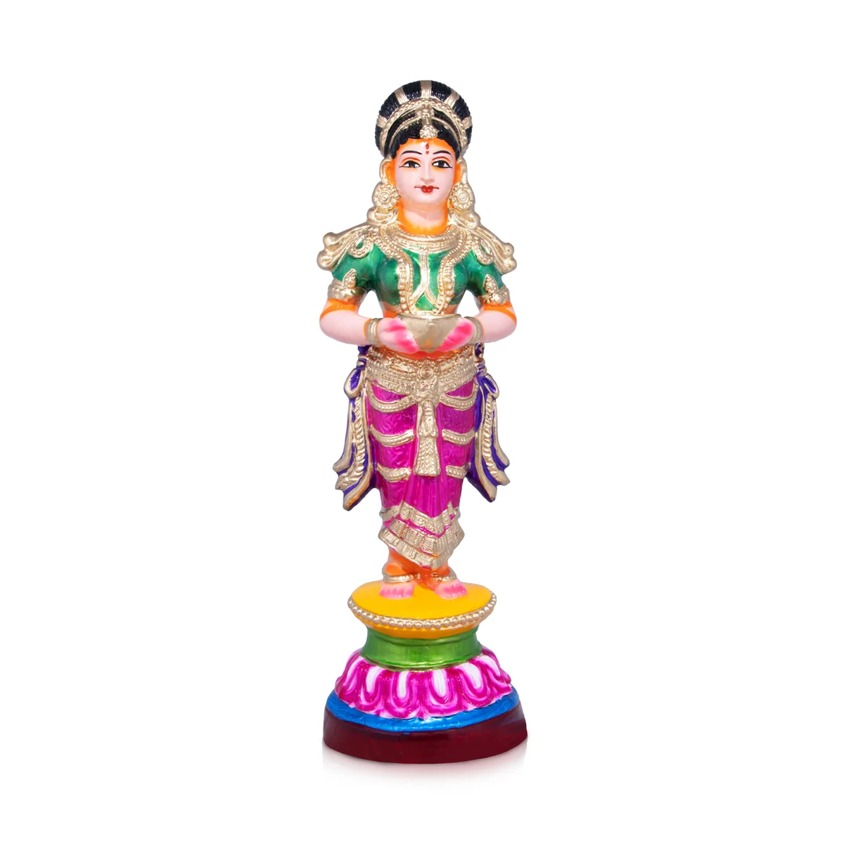 Paavai Vilakku Paper Mache Golu Bommai - 20 X 6.5 Inches | Giri Golu Doll/ Navaratri Gombe/ Navratri Décor - Image 2