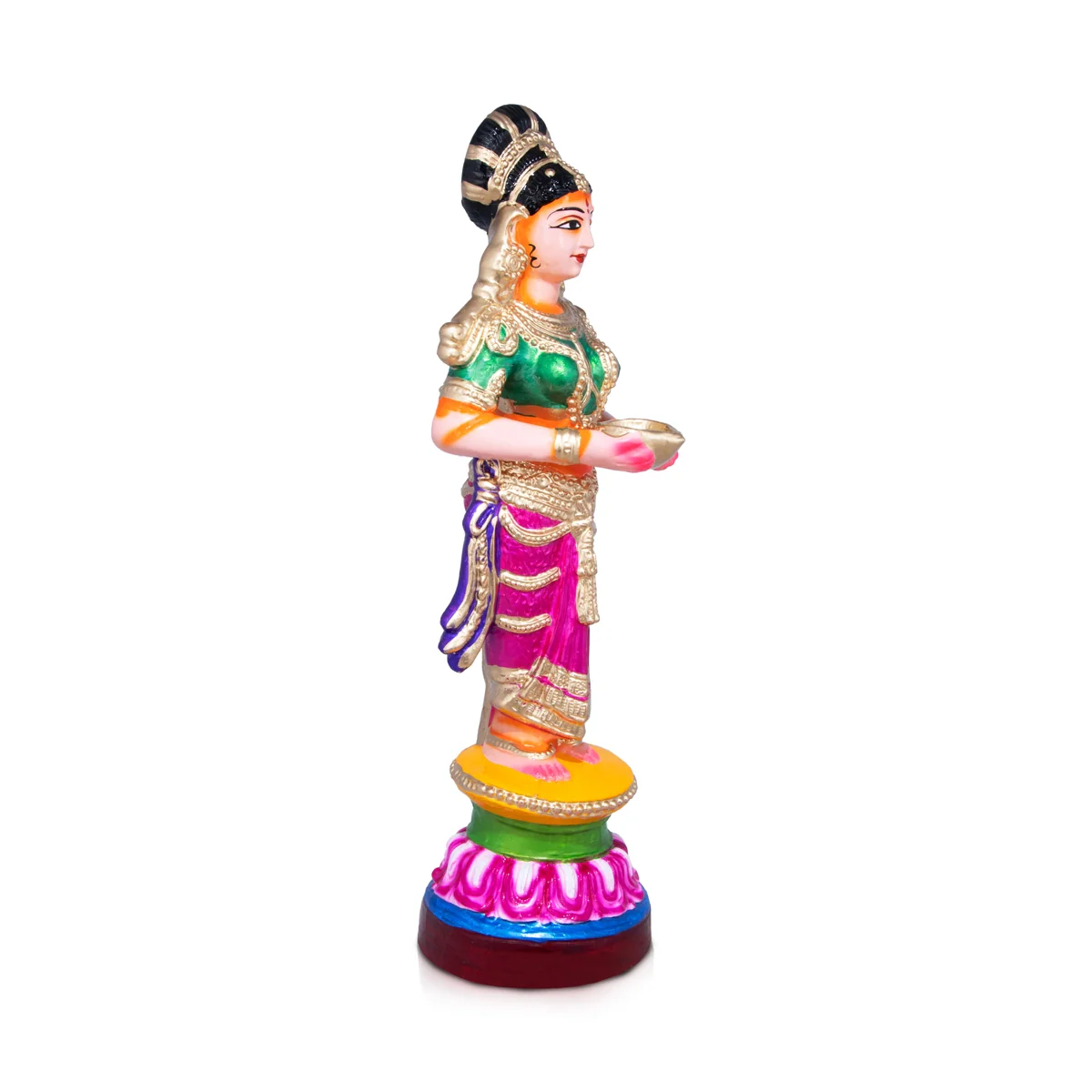 Paavai Vilakku Paper Mache Golu Bommai - 20 X 6.5 Inches | Giri Golu Doll/ Navaratri Gombe/ Navratri Décor - Image 3