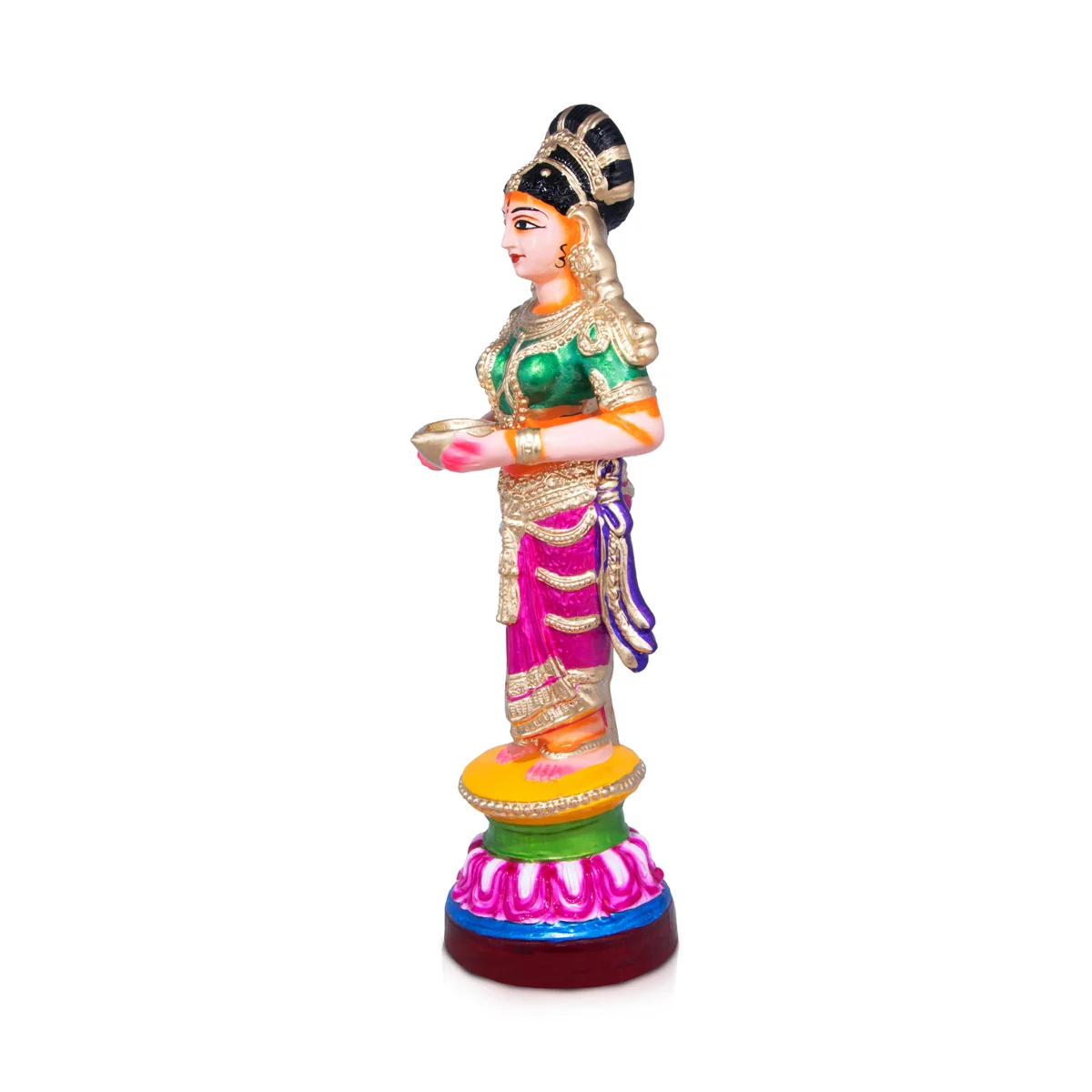 Paavai Vilakku Paper Mache Golu Bommai - 20 X 6.5 Inches | Giri Golu Doll/ Navaratri Gombe/ Navratri Décor - Image 4