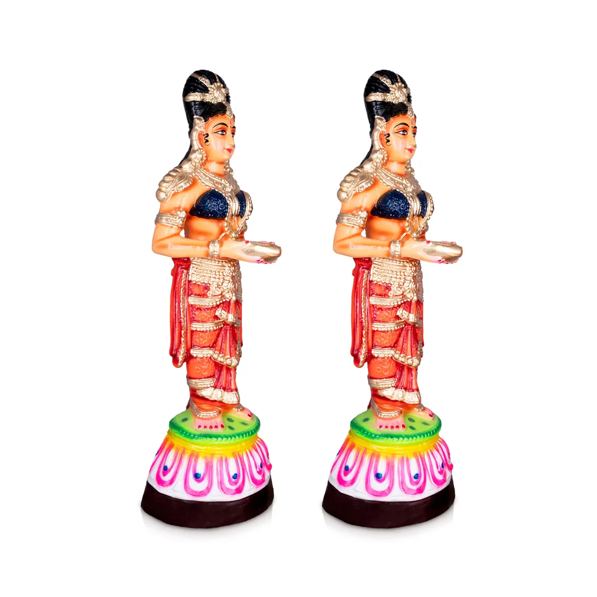 Paavai Vilakku Paper Mache Golu Bommai - 24 x 7 Inches | Giri Golu Doll/ Navaratri Golu Bomma/Gombe/Bommai - Image 2