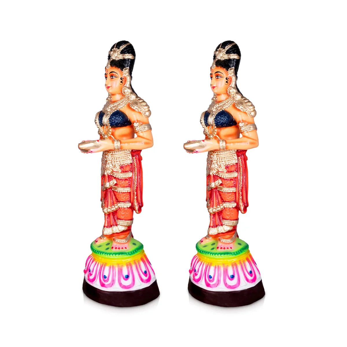 Paavai Vilakku Paper Mache Golu Bommai - 24 x 7 Inches | Giri Golu Doll/ Navaratri Golu Bomma/Gombe/Bommai - Image 3