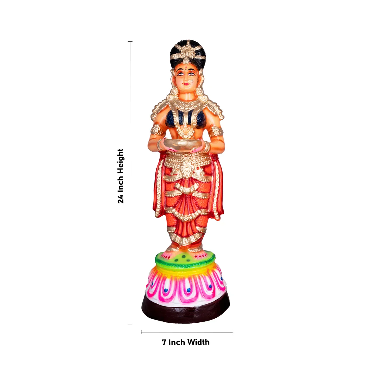 Paavai Vilakku Paper Mache Golu Bommai - 24 x 7 Inches | Giri Golu Doll/ Navaratri Golu Bomma/Gombe/Bommai - Image 5