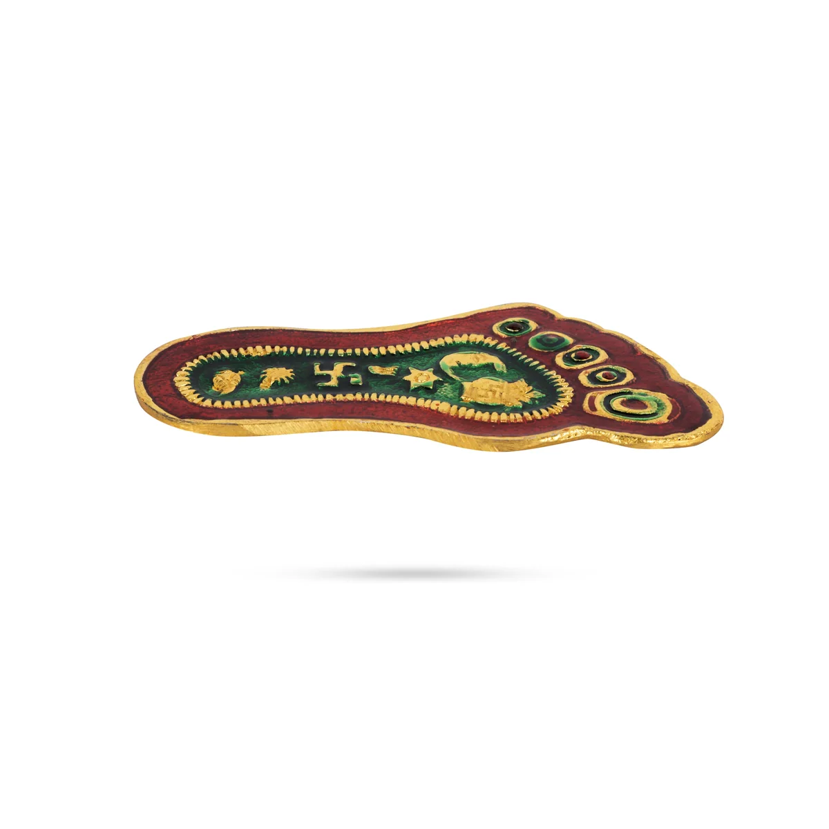 Padham Pair - 4.25 x 2 Inches | Gold Polish Paduka/ Metal Charan Paduka for Pooja - Image 3