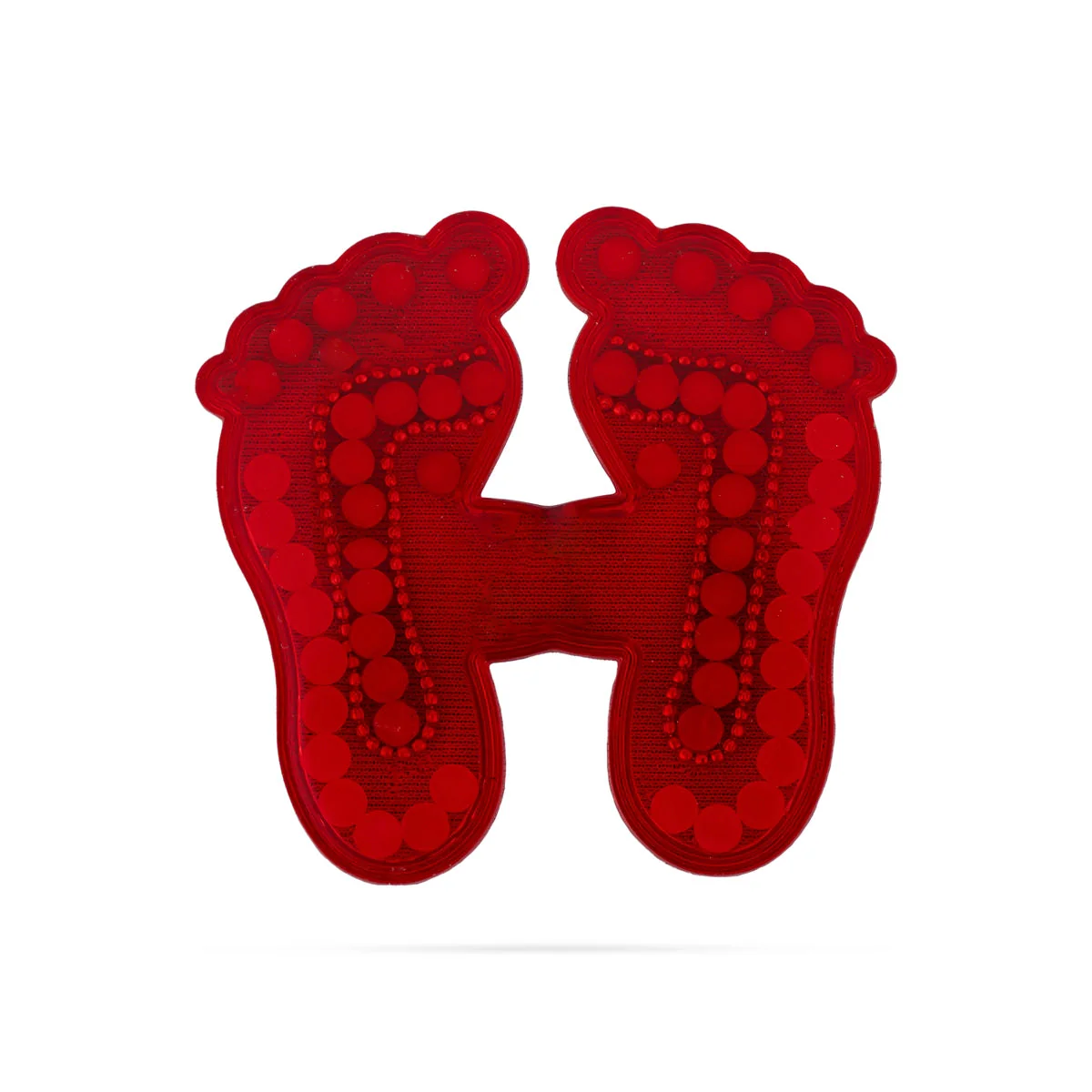 Paduka Sticker Pair - 2.25 x 2.5 Inches | Red Colour Padham/ Swastik With Moti Design padhuka for Pooja Decor - Image 3