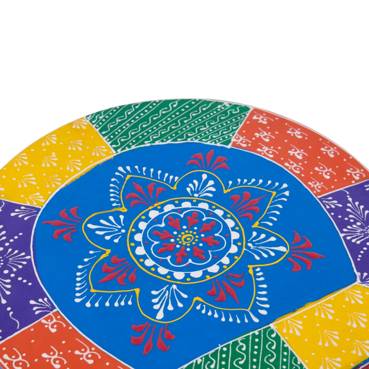 Painted Elephant Stool - 12 x 15 Inches | Wooden Stool/ Decorated Stool for Living Room/ Assorted Colour - Image 5