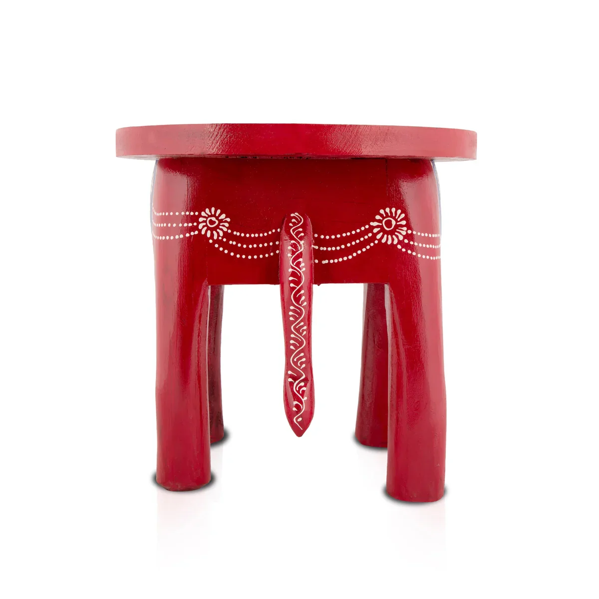 Painted Elephant Stool - 15 x 20 Inches | Wooden Stool/ Decorative Stool for Living Room - Image 3