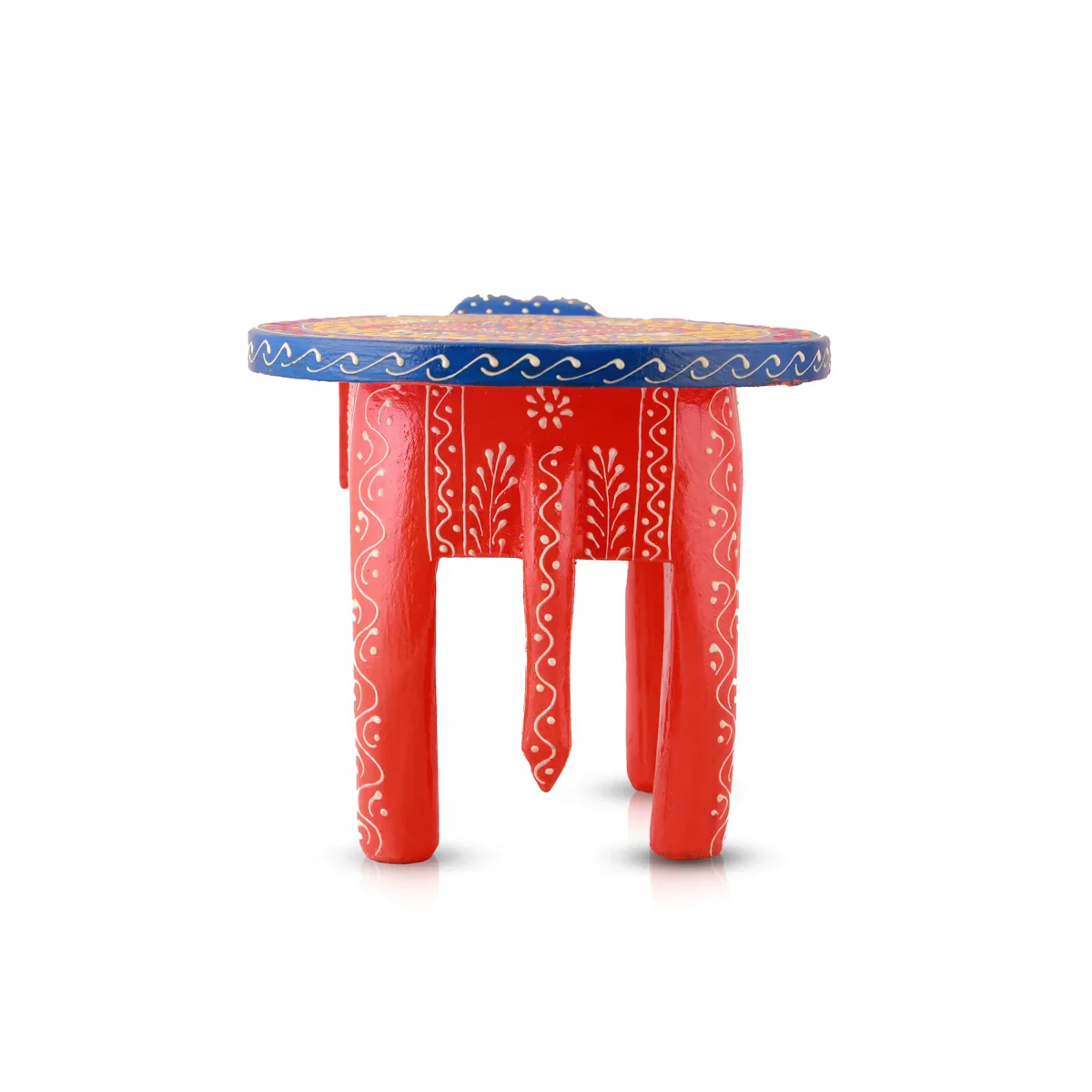 Painted Elephant Stool - 6 x 9 Inches | Wooden Stool/ Decorative Stool for Living Room - Image 10
