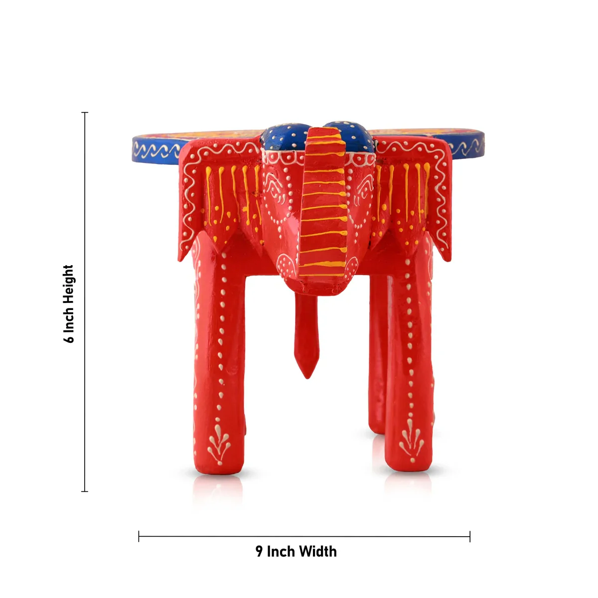 Painted Elephant Stool - 6 x 9 Inches | Wooden Stool/ Decorative Stool for Living Room - Image 11