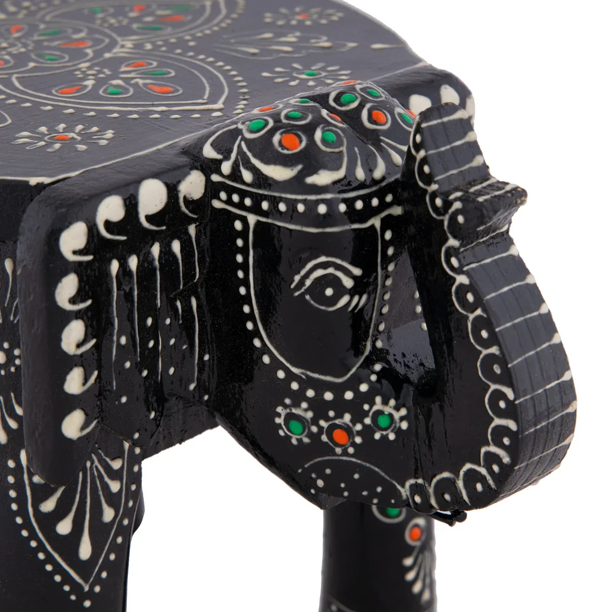 Painted Elephant Stool - 6 x 9 Inches | Wooden Stool/ Decorative Stool for Living Room - Image 5