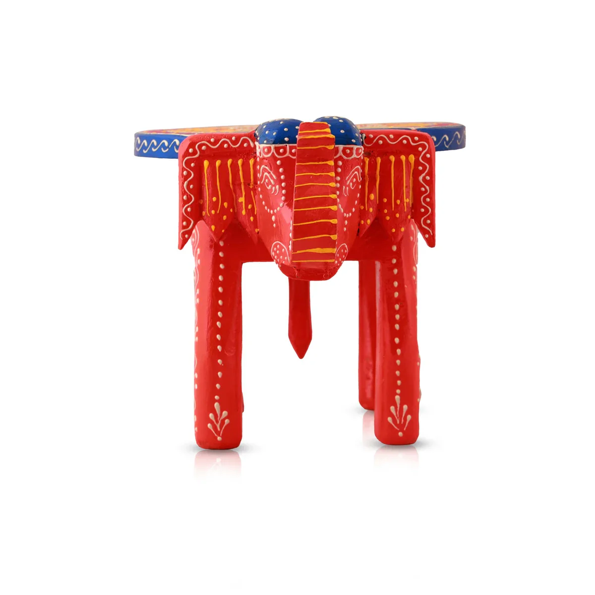 Painted Elephant Stool - 6 x 9 Inches | Wooden Stool/ Decorative Stool for Living Room - Image 7