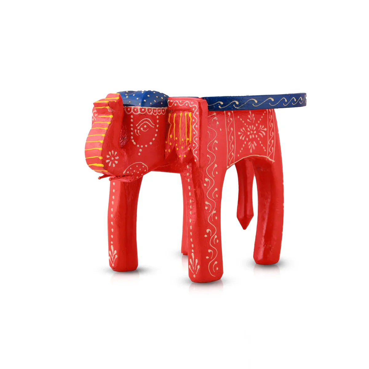 Painted Elephant Stool - 6 x 9 Inches | Wooden Stool/ Decorative Stool for Living Room - Image 8