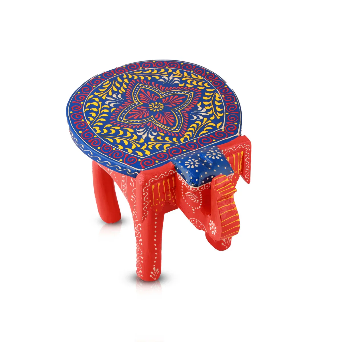 Painted Elephant Stool - 6 x 9 Inches | Wooden Stool/ Decorative Stool for Living Room - Image 9