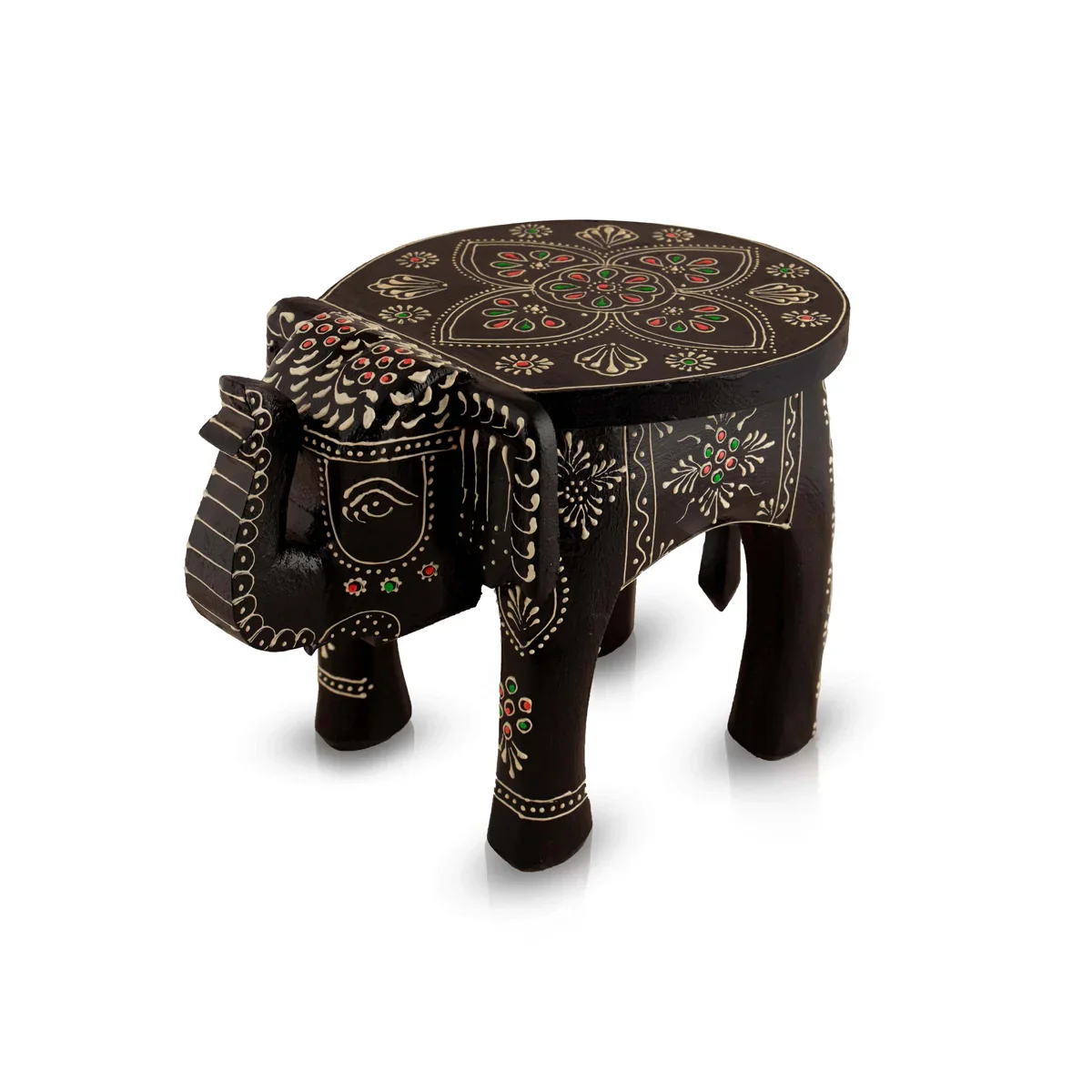 Painted Elephant Stool - 8 x 12 Inches | Wooden Stool/ Decorative Stool for Living Room - Image 10