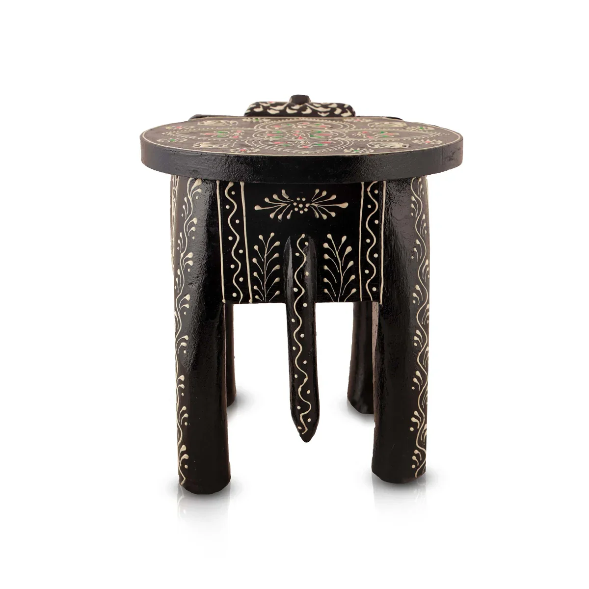 Painted Elephant Stool - 8 x 12 Inches | Wooden Stool/ Decorative Stool for Living Room - Image 11
