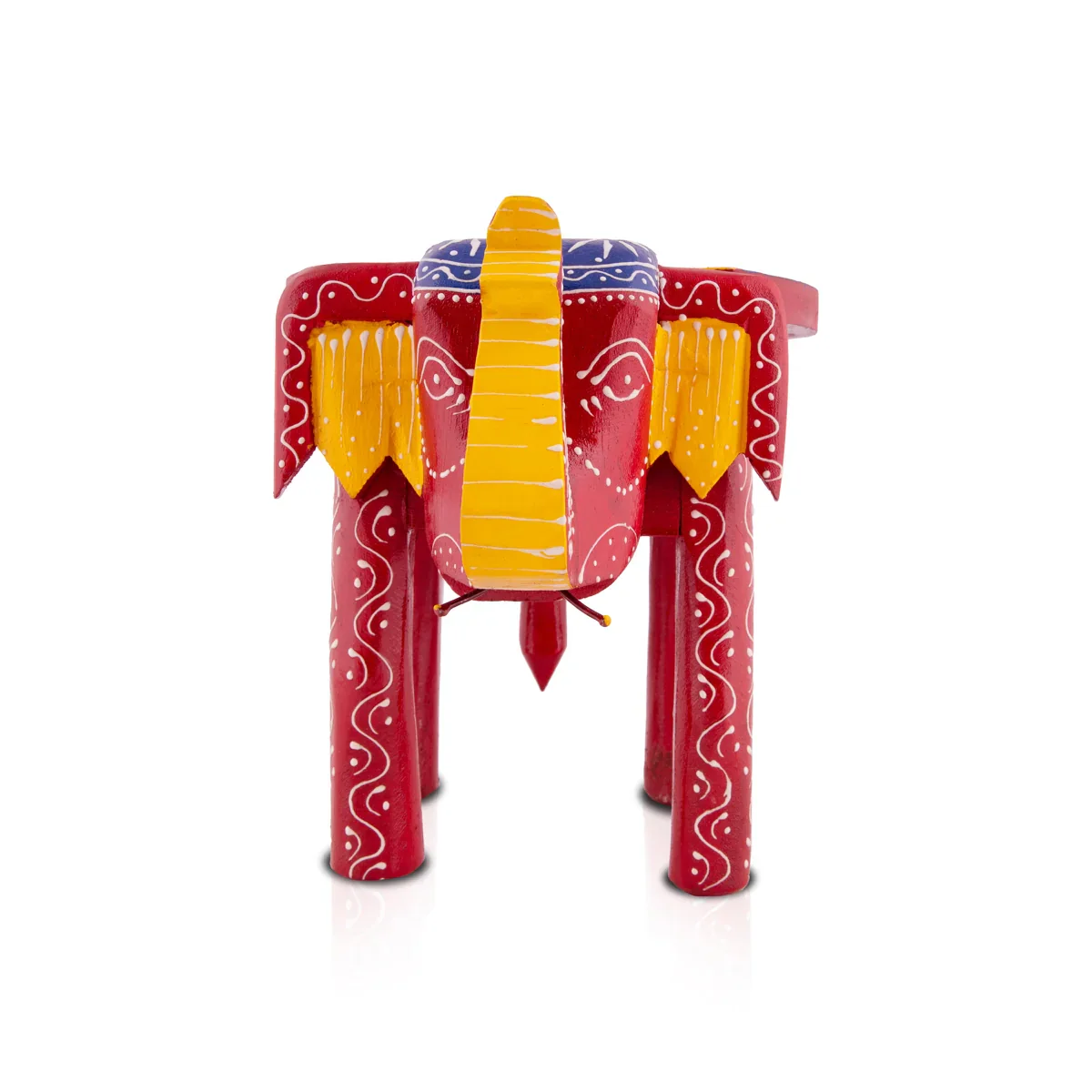 Painted Elephant Stool - 8 x 12 Inches | Wooden Stool/ Decorative Stool for Living Room - Image 2