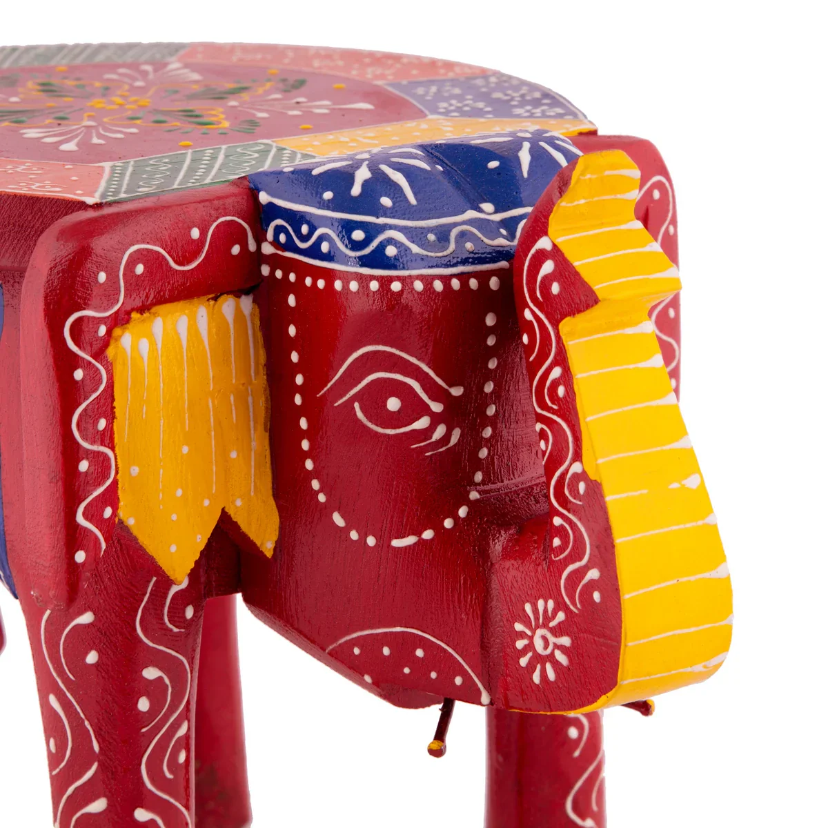 Painted Elephant Stool - 8 x 12 Inches | Wooden Stool/ Decorative Stool for Living Room - Image 6