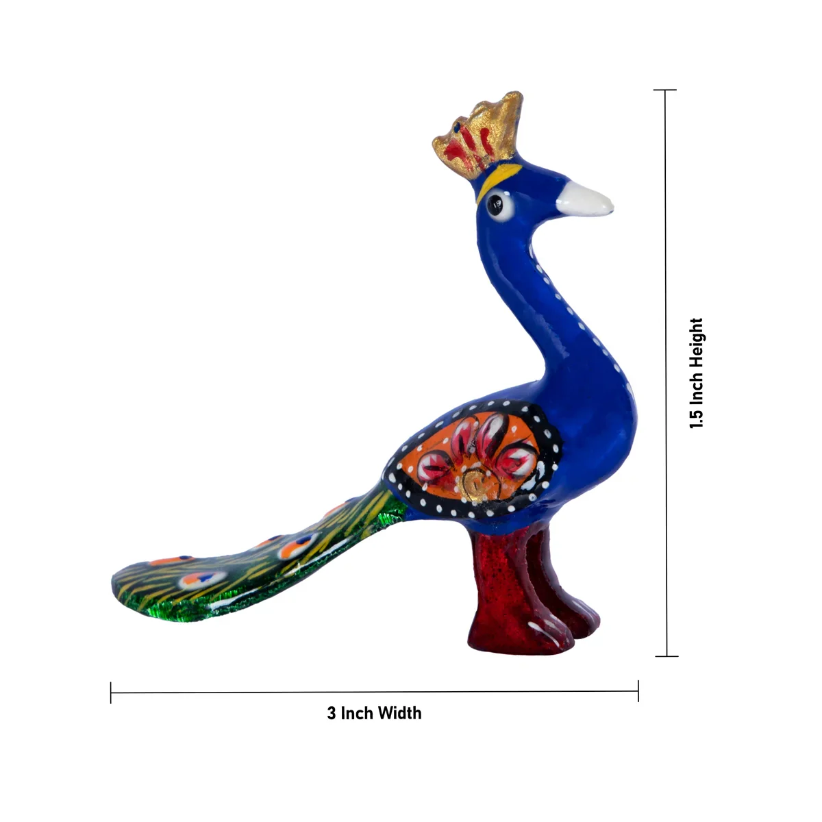 Painted Peacock Statue - 1.5 x 3 Inches | Metal Peacock Idol/ Peacock Figurine for Home - Image 5