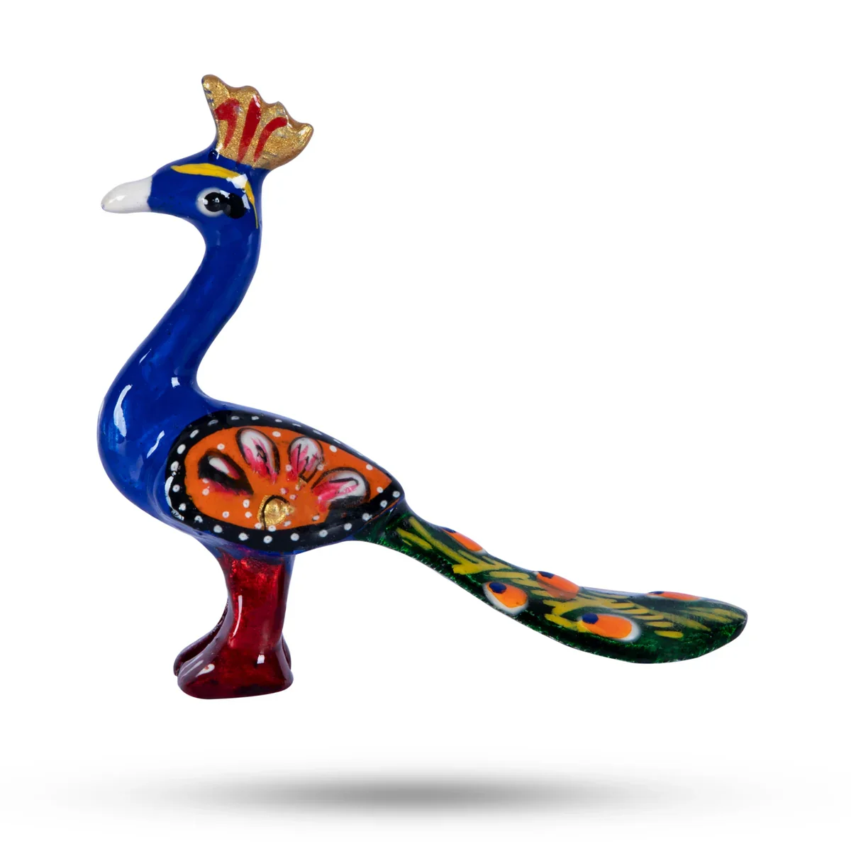 Painted Peacock Statue - 3.5 x 5.5 Inches | Metal Peacock Idol/ Peacock Figurine for Home - Image 3