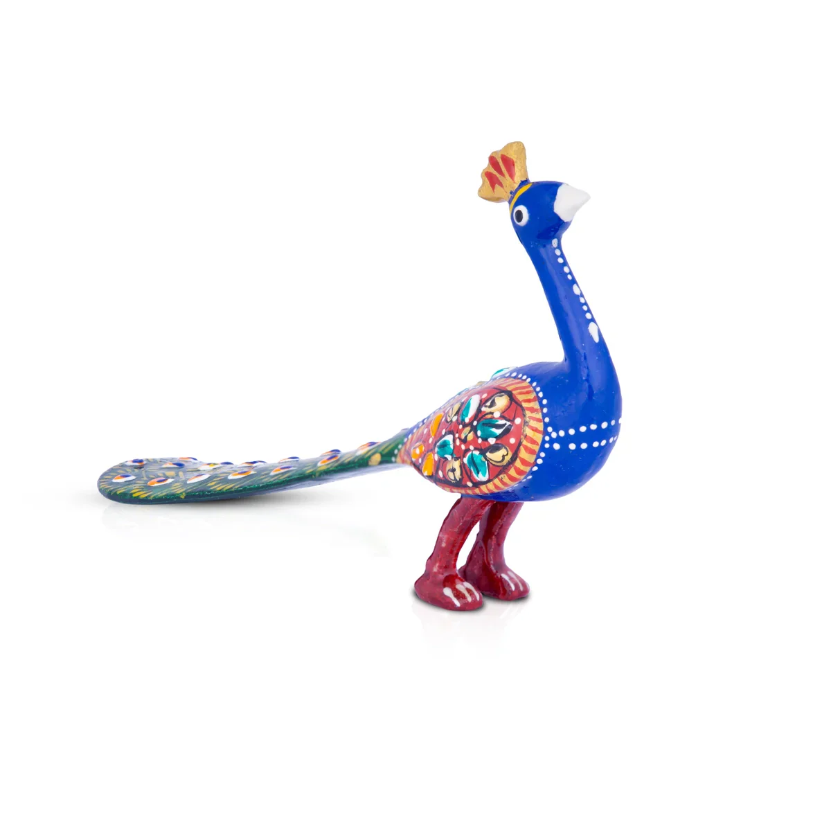 Painted Peacock Statue - 4 Inches | Metal Peacock Idol/ Peacock Figurine for Home - Image 3