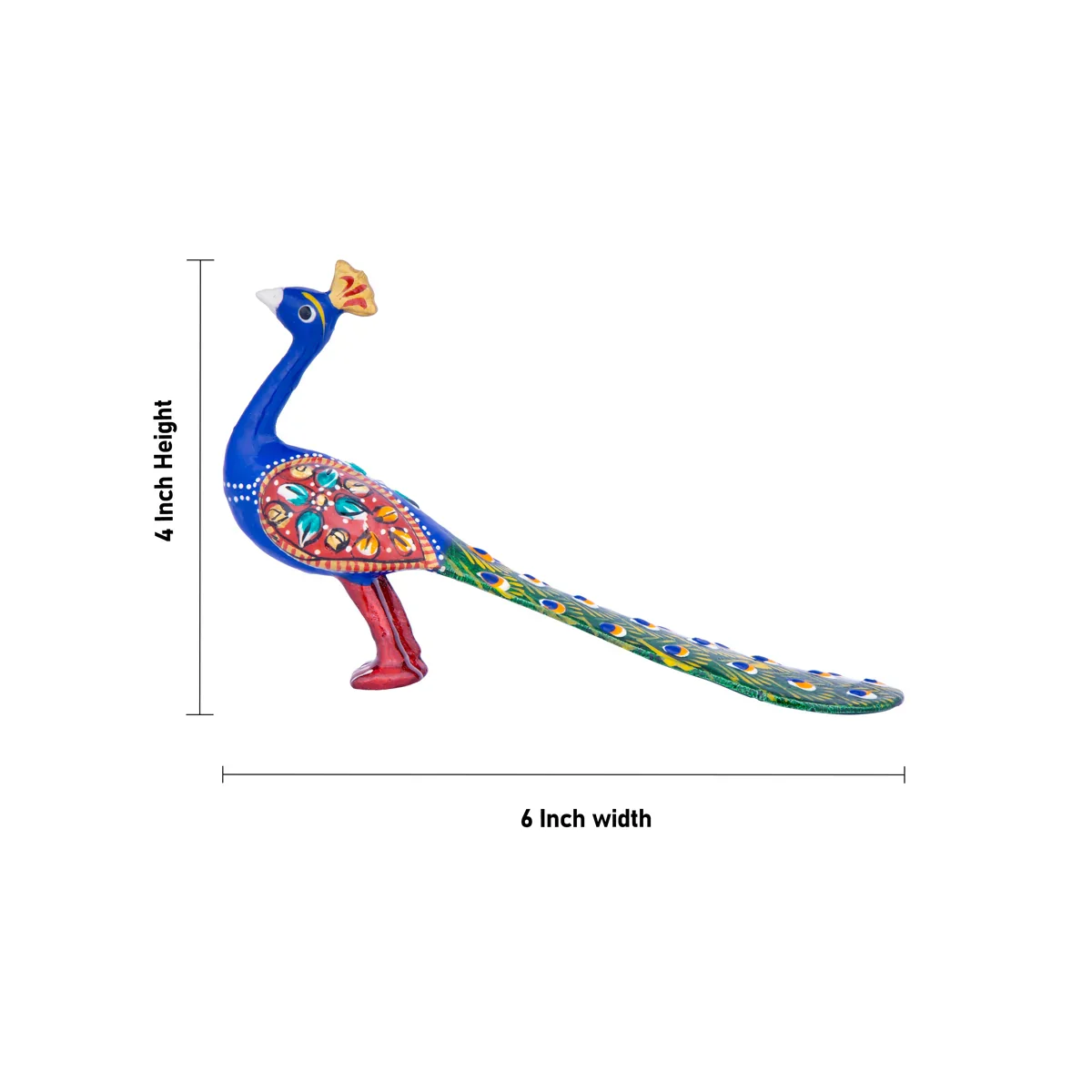 Painted Peacock Statue - 4 Inches | Metal Peacock Idol/ Peacock Figurine for Home - Image 4