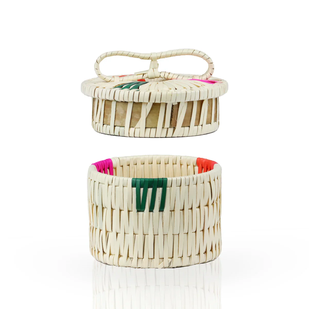 Palm Leaf Bangle Box - 3 x 4 Inches | Storage Box/ Palm Leaf Basket for Home - Image 3
