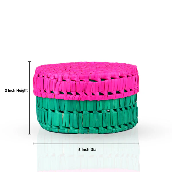Palm Leaf Box - 3 x 6 Inches | Storage Box/ Palm Leaf Basket for Home - Image 3