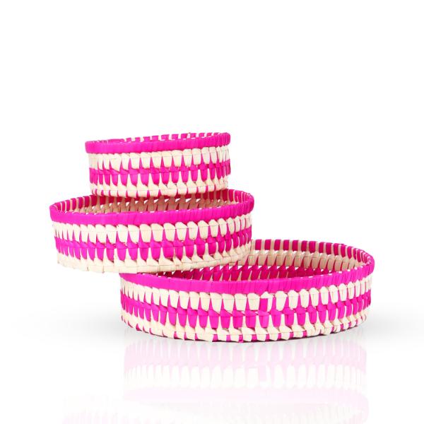 Palm Leaf Tray - Round | 3 Pcs/ Colourful Tray/ Leaf Tray for Home Decor - Image 4