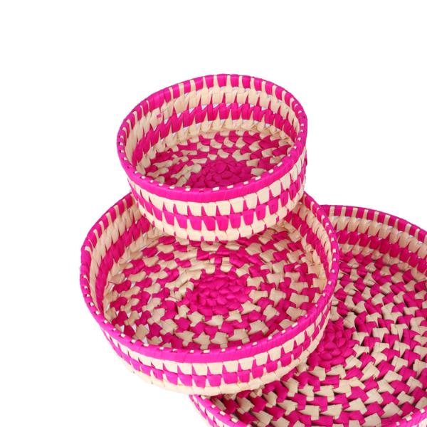 Palm Leaf Tray - Round | 3 Pcs/ Colourful Tray/ Leaf Tray for Home Decor - Image 5