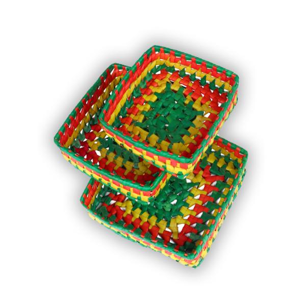 Palm Leaf Tray - Square | 3 Pcs/ Colourful Tray/ Leaf Tray for Home Decor - Image 2