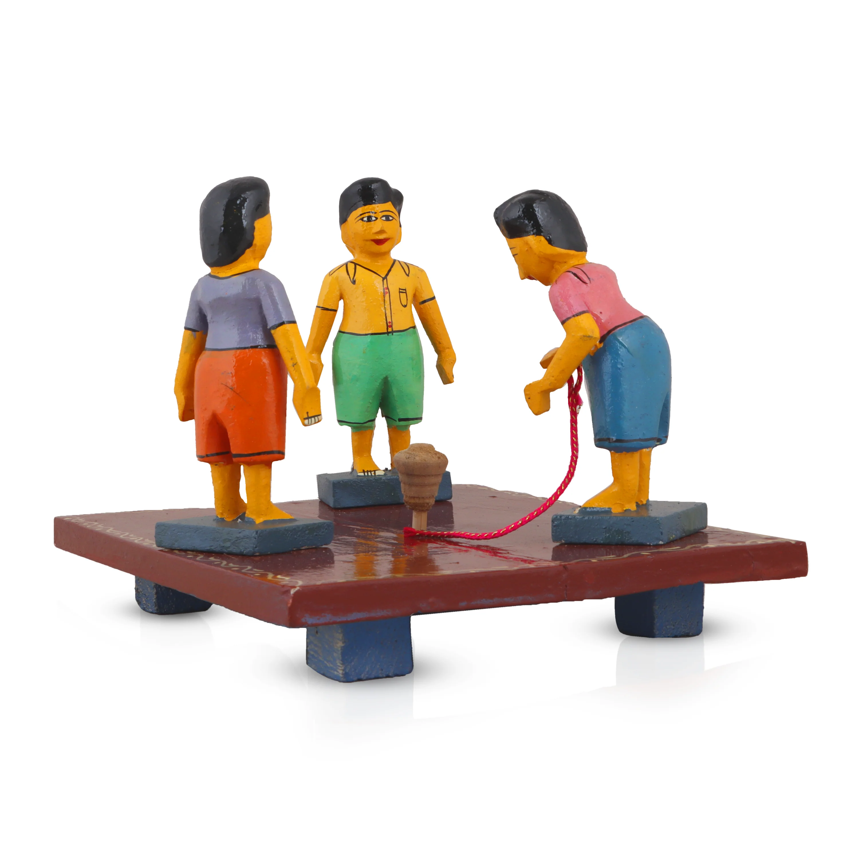 Pambaram Vilaiyaduthal Set - 6 Inches | Wood Sculpture/ Golu Doll for Home Decor - Image 2
