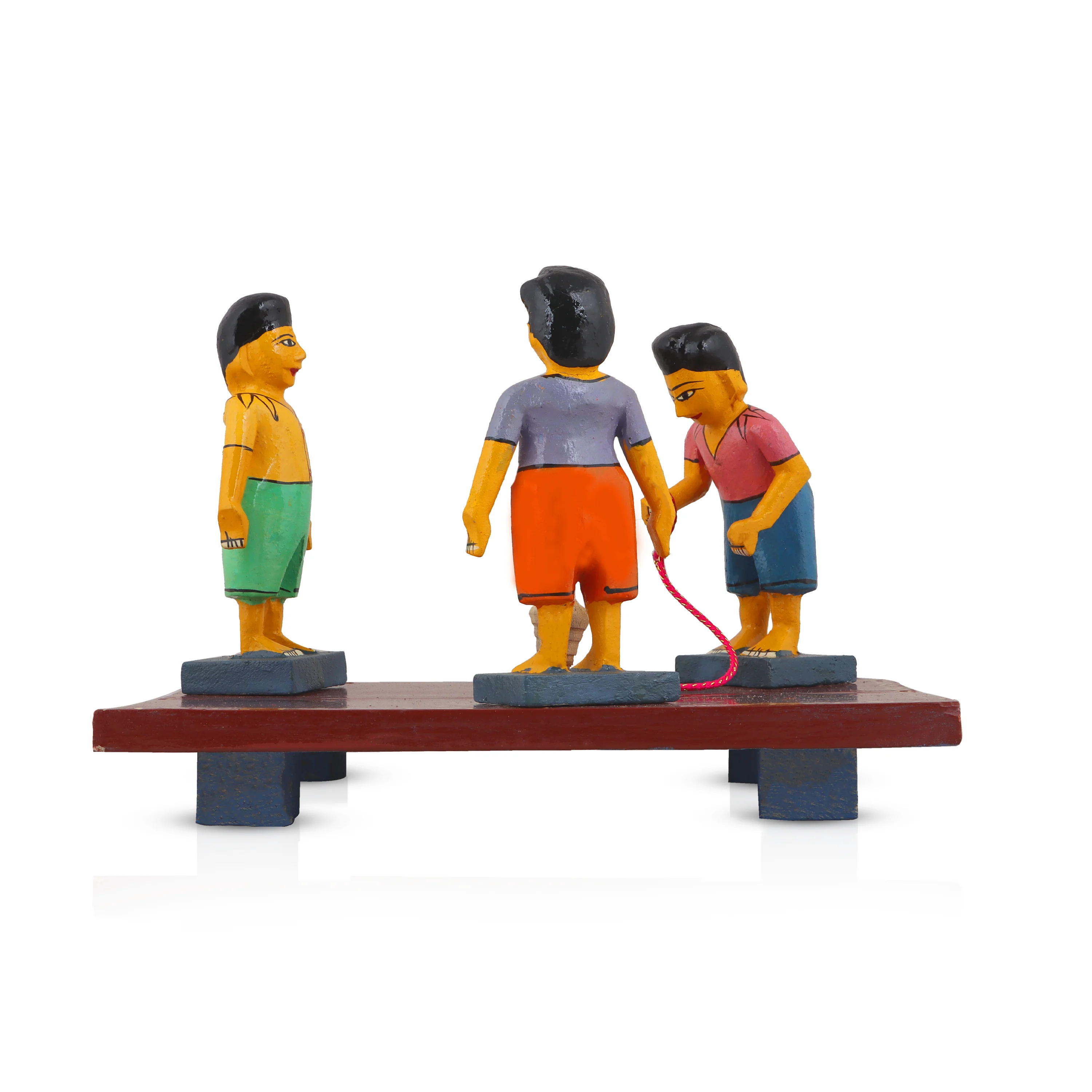 Pambaram Vilaiyaduthal Set - 6 Inches | Wood Sculpture/ Golu Doll for Home Decor - Image 5