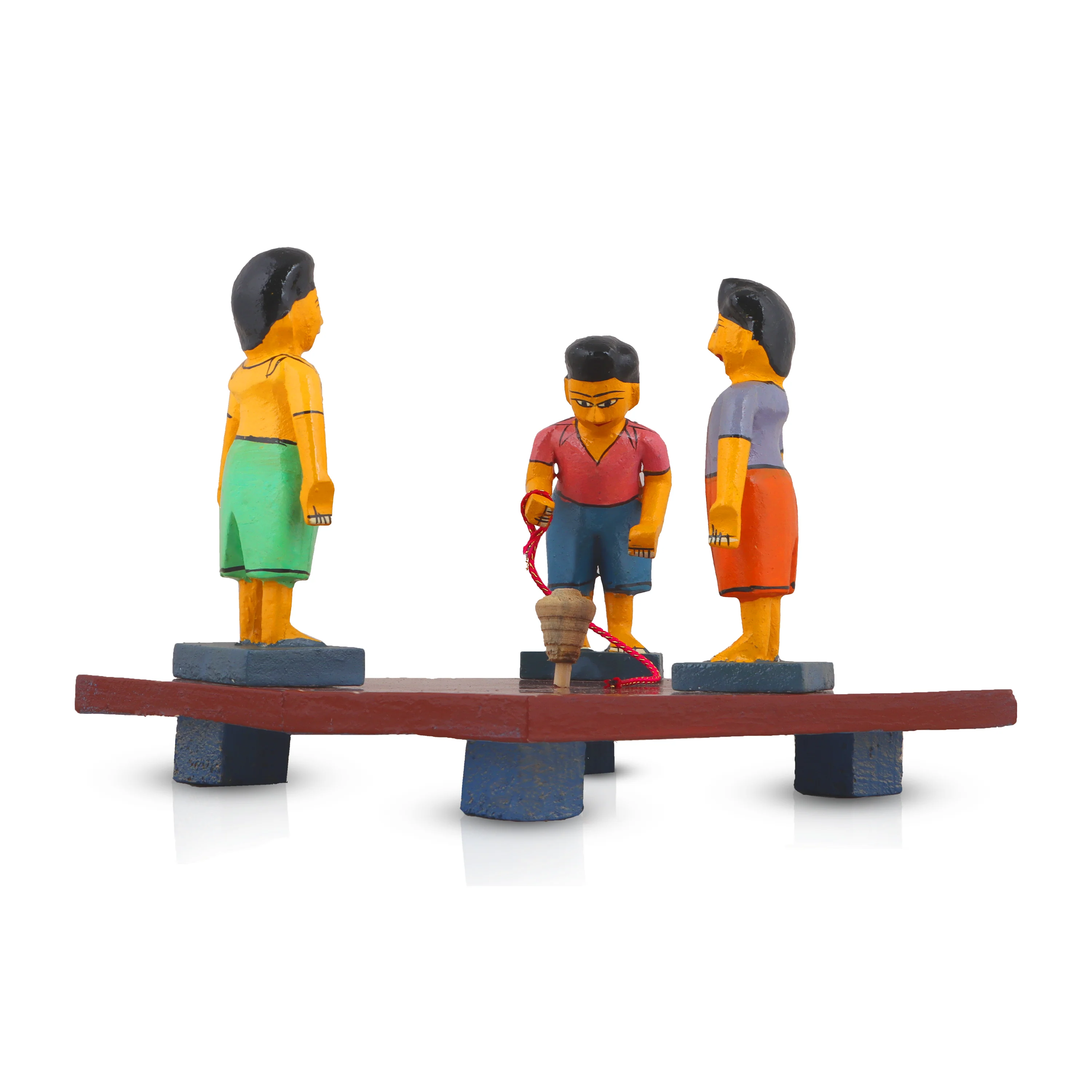 Pambaram Vilaiyaduthal Set - 6 Inches | Wood Sculpture/ Golu Doll for Home Decor - Image 6