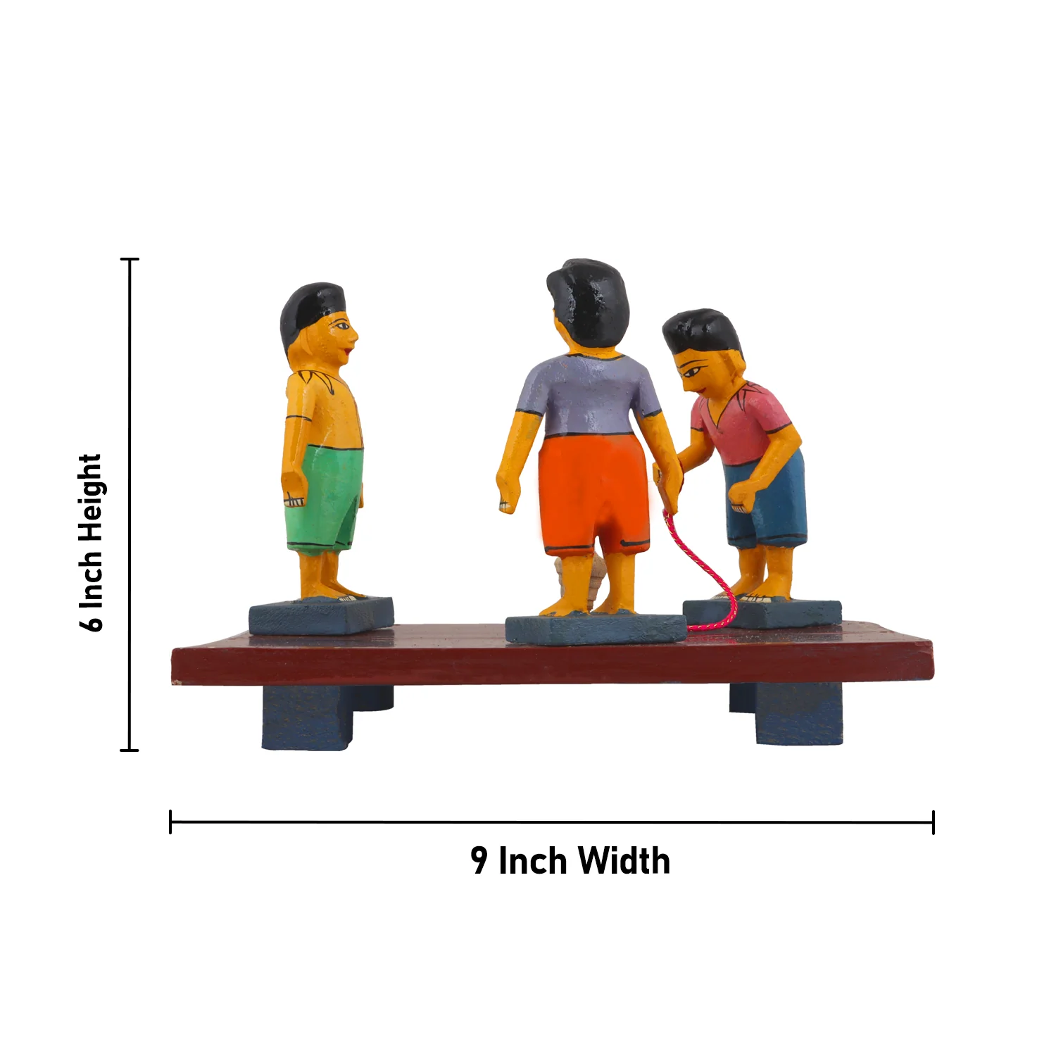 Pambaram Vilaiyaduthal Set - 6 Inches | Wood Sculpture/ Golu Doll for Home Decor - Image 7