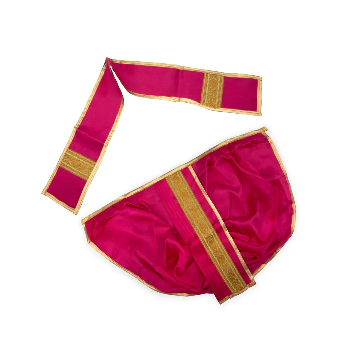 Panchakacham - 12 Inches | Satin with Jari Border Dhoti/ Panchagajam for Deity/ Assorted Colour - Image 2