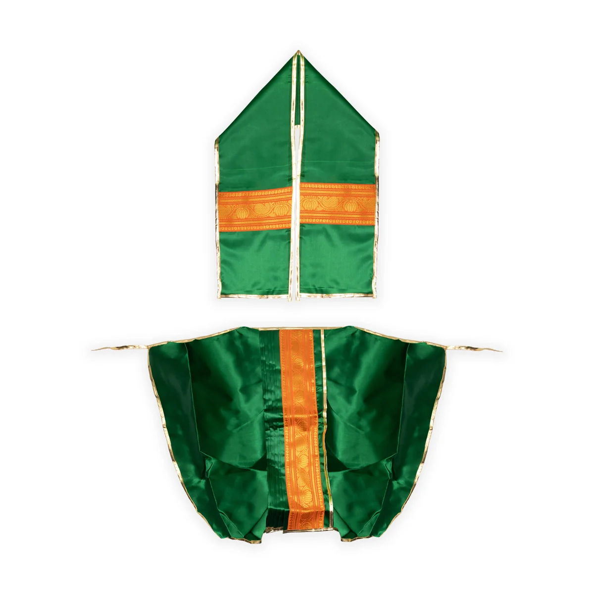 Panchakacham - 24 X 20 Inches | Satin Dhoti/ Jari Border Design Panchakajam For Deity/ Assorted Colour - Image 3