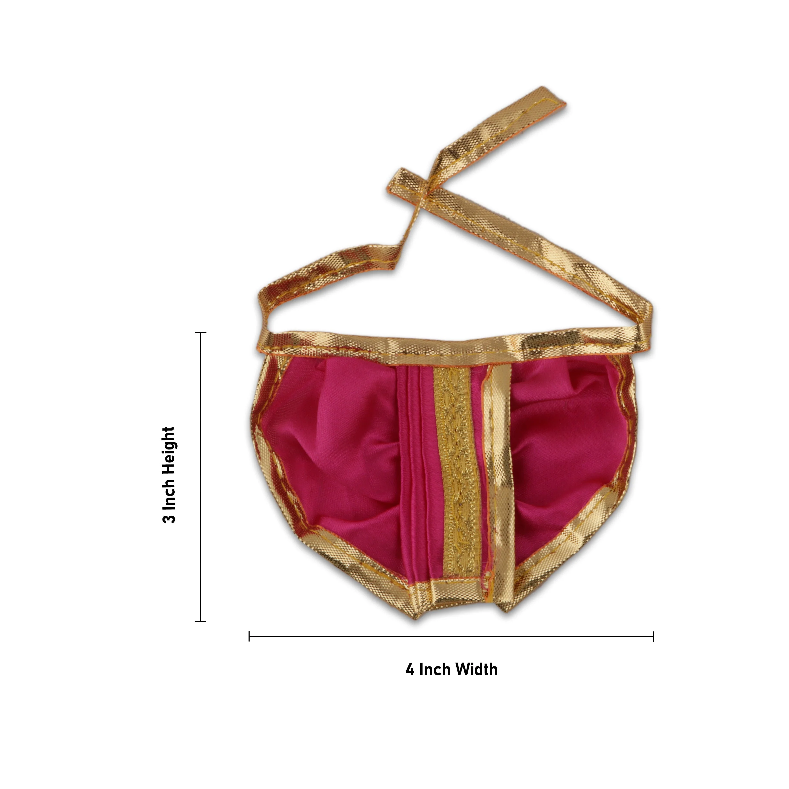 Panchakacham - 3 x 4 Inches | Satin And Jari Border Dhoti/ Panchakajam for Deity - Image 3