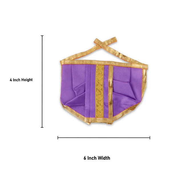 Panchakacham - 4 Inches | Satin with Zari Border Dhoti/ Panchagajam for Deity/ Assorted Colour - Image 4