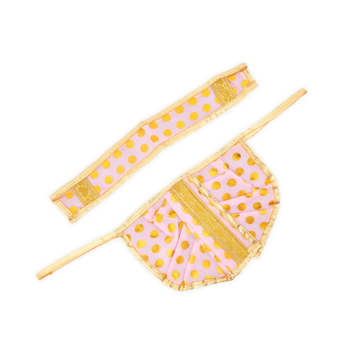 Panchakacham - 5 Inches | Satin with Zari Border Dhoti/ Dot Design Panchagajam for Deity - Image 3