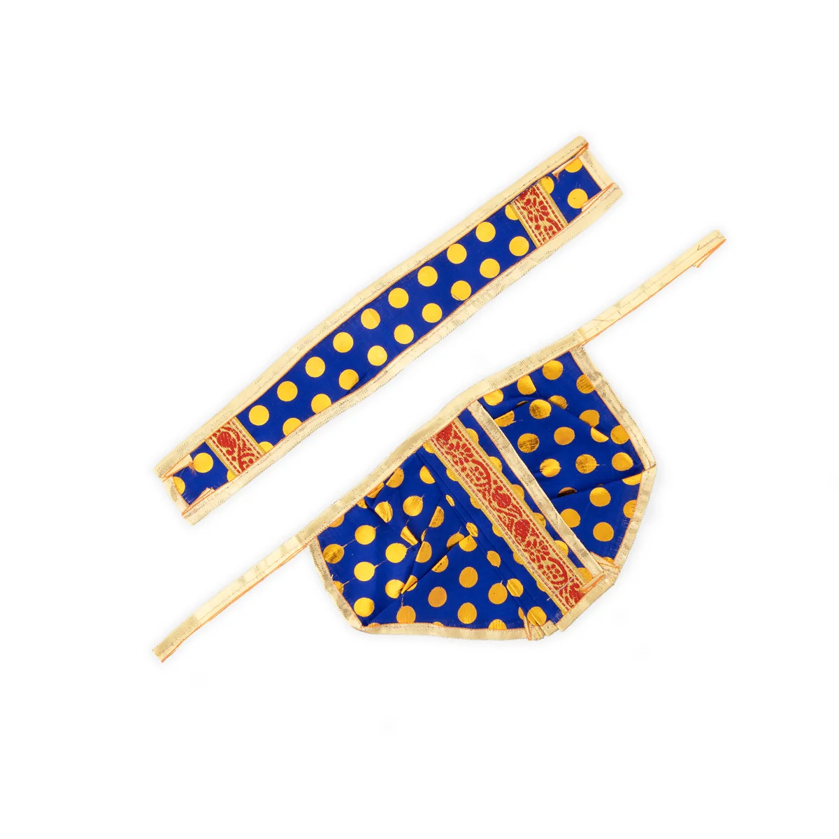 Panchakacham - 5 Inches | Satin with Zari Border Dhoti/ Dot Design Panchagajam for Deity - Image 4