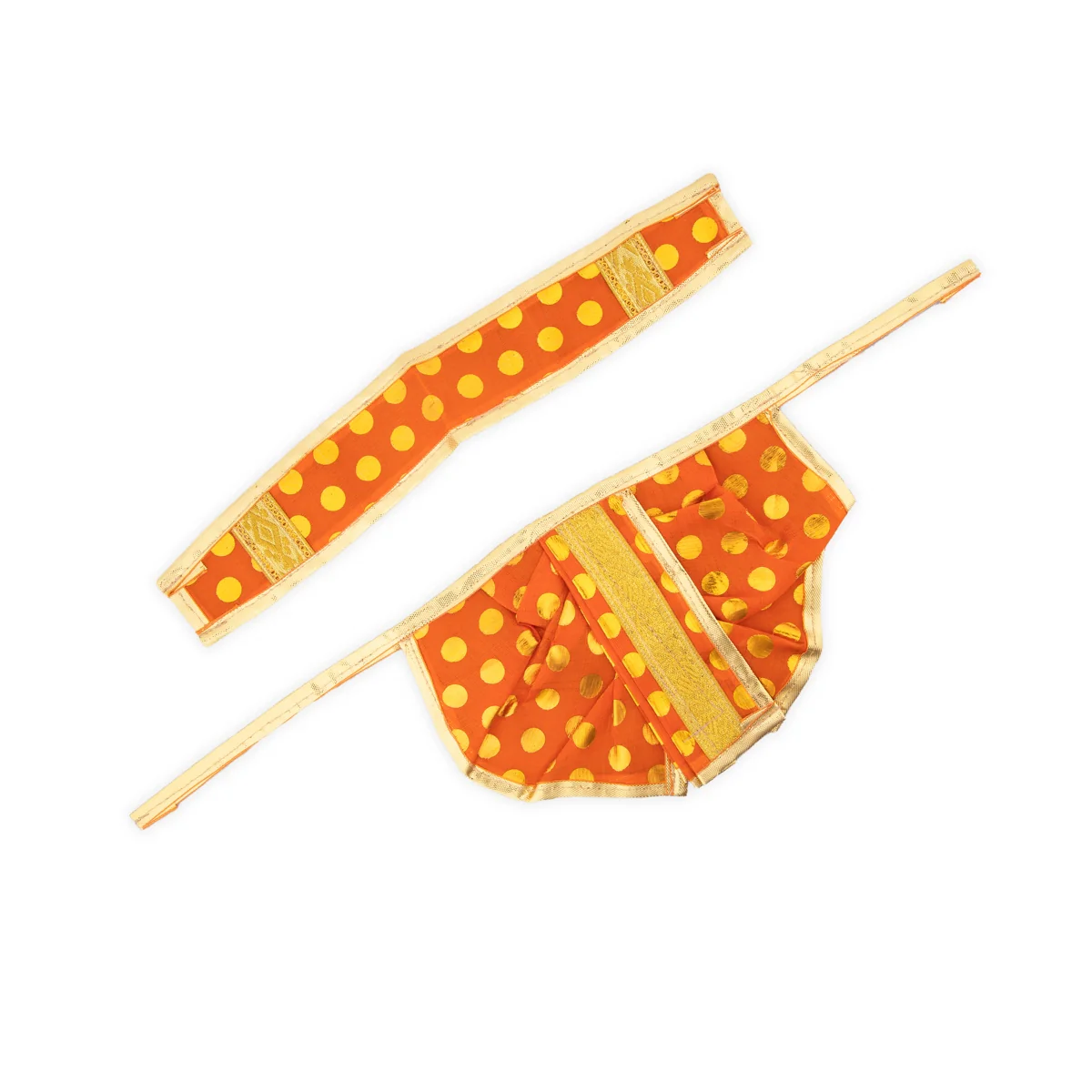 Panchakacham - 5 Inches | Satin with Zari Border Dhoti/ Dot Design Panchagajam for Deity - Image 5