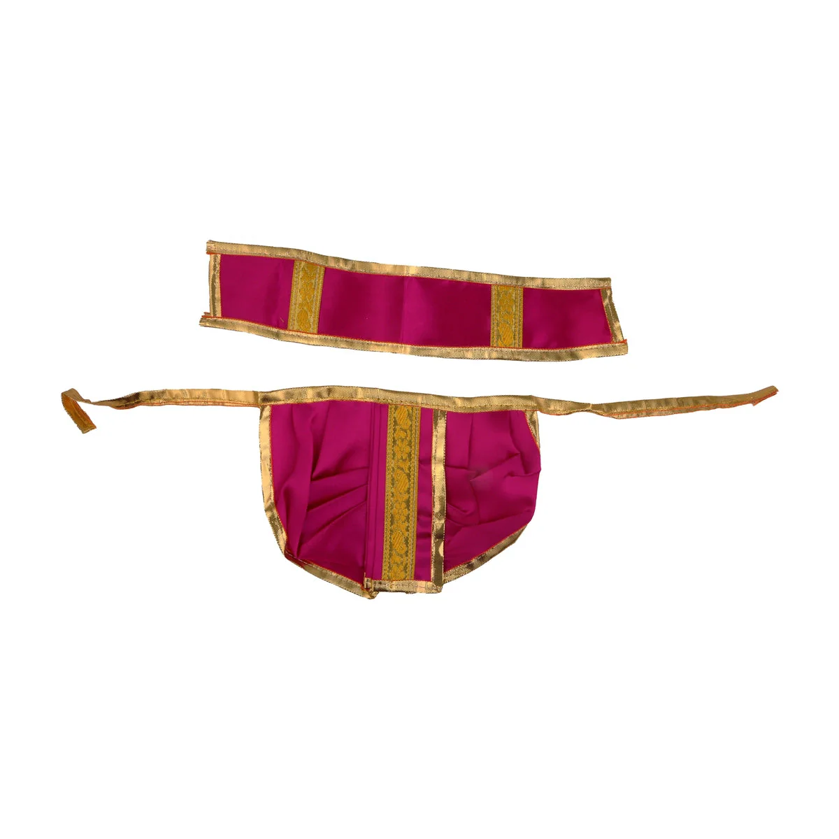 Panchakacham - 5 x 6.5 Inches | Jari Border Dhoti/ Panchakajam for Deity/ Assorted Colour - Image 3