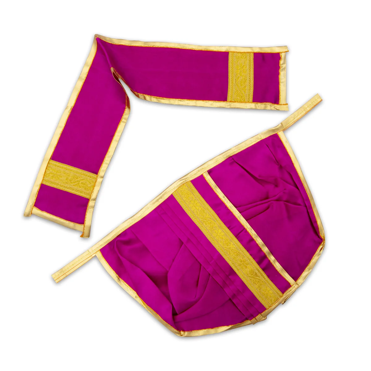 Panchakacham - 8 Inches | Satin with Jari Border Dhoti/ Panchagajam for Deity/ Assorted Colour - Image 3