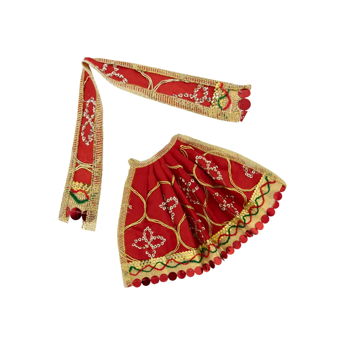 Panchakacham & Devi Dress Combo - 2.5 Inch | Traditional Yellow Panchakajam & Amman Pavadai Set For Deity - Image 2