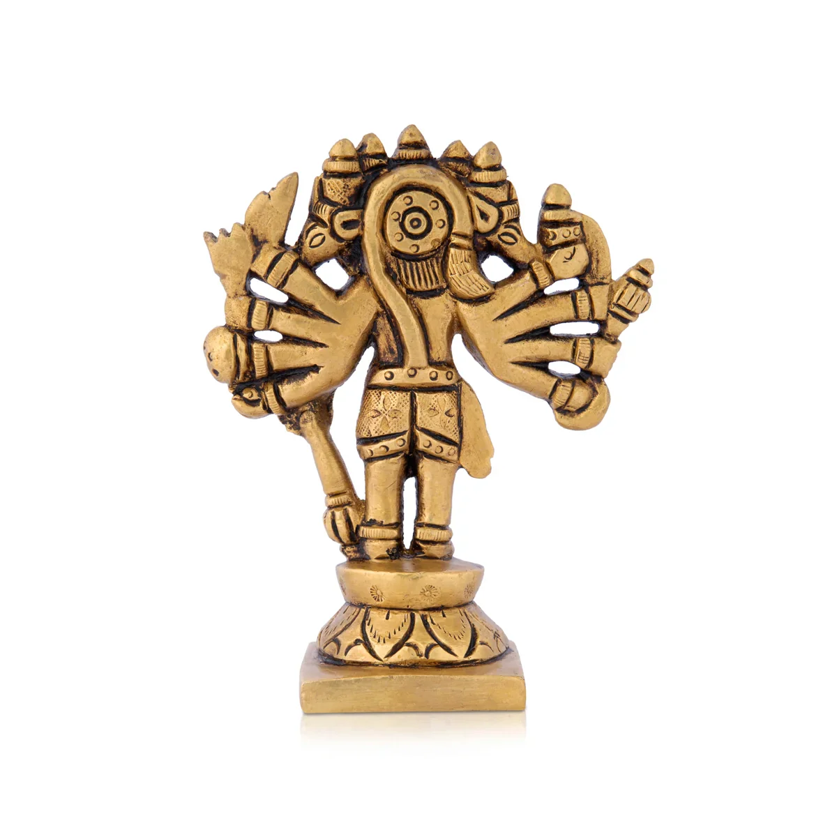 Panchamuga Hanuman Murti - 4 x 3 Inches | Anjaneya Statue/ Antique Brass Statue for Pooja/ 450 Gms Approx - Image 4