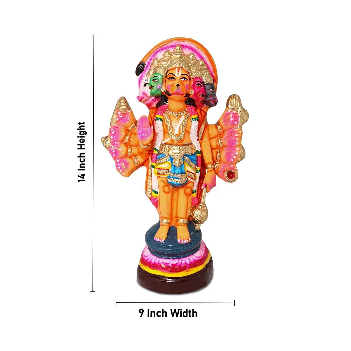 Panchamukha Anjaneya Paper Mache Golu Bommai - 14 Inches | Giri Golu Doll/ Navaratri Golu Bomma/Gombe/Bommai - Image 5