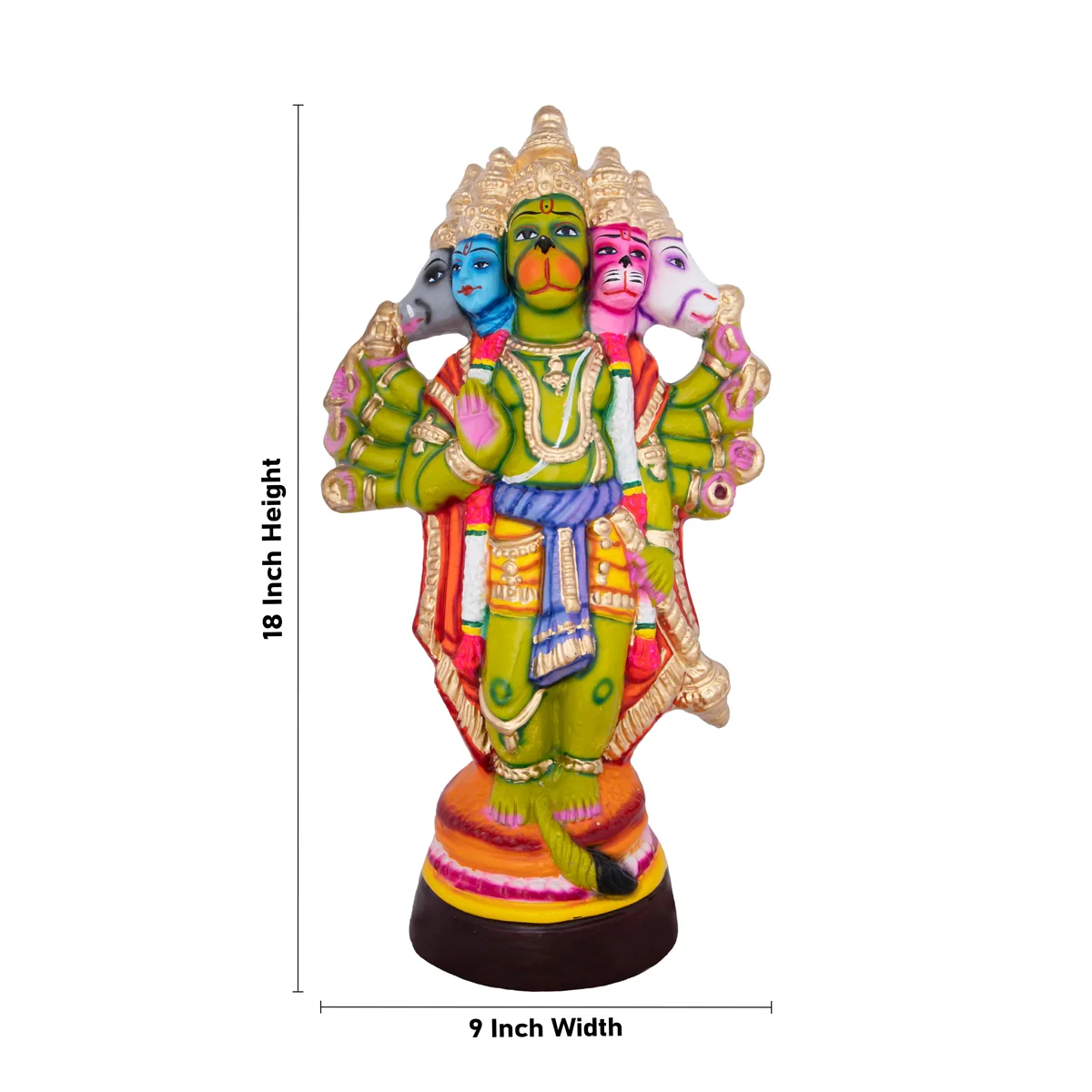 Panchamukha Hanuman Paper Mache Golu Bommai - 18 x 9 Inches | Giri Golu Doll/ Navaratri Golu Bomma/Gombe/Bommai - Image 4