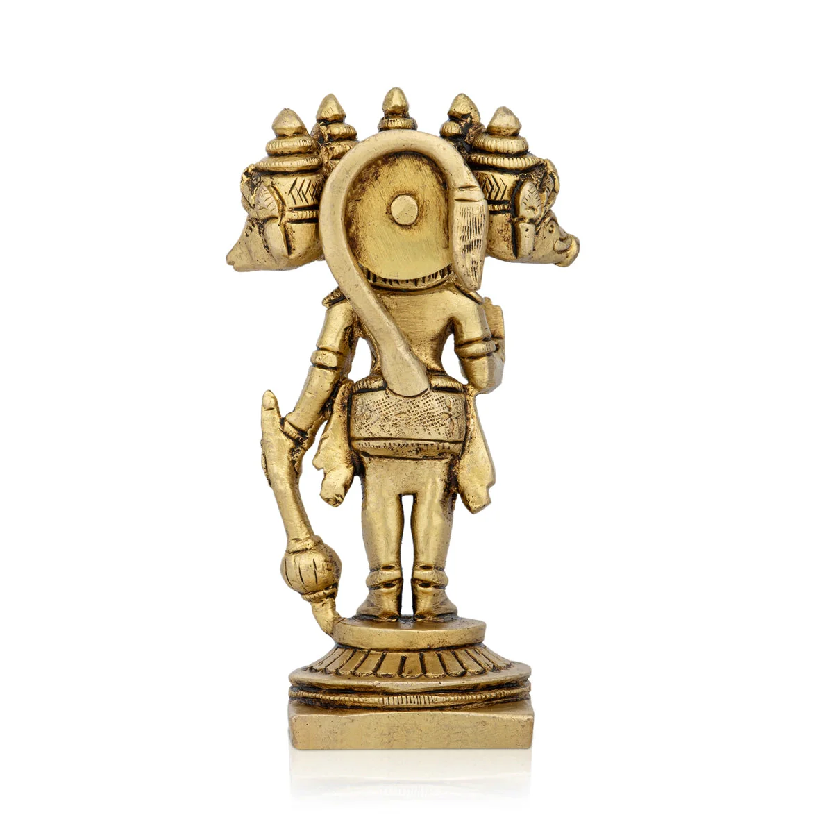 Panchmukhi Hanuman Murti Standing On Base- 4.5 X 2.5 Inches | 5 Face Anjaneya Statue/Antique Brass Idol For Pooja - Image 5